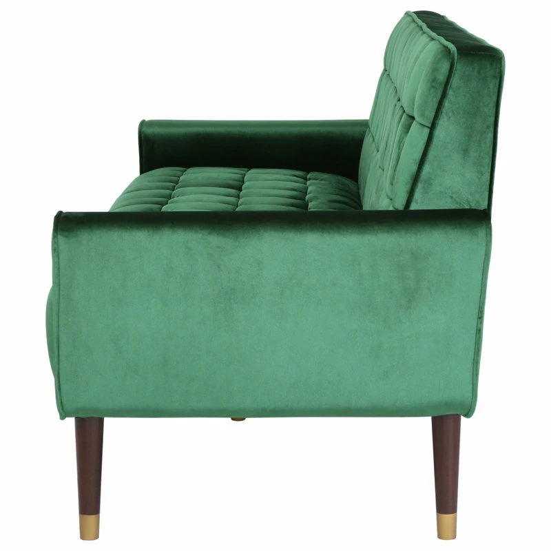 Hot Sale 🎁 GDFStudio Adan Tufted Velvet Sofa With Gold Tipped Tapered Legs, Emerald, Gold Finish 🔔 - Image 6