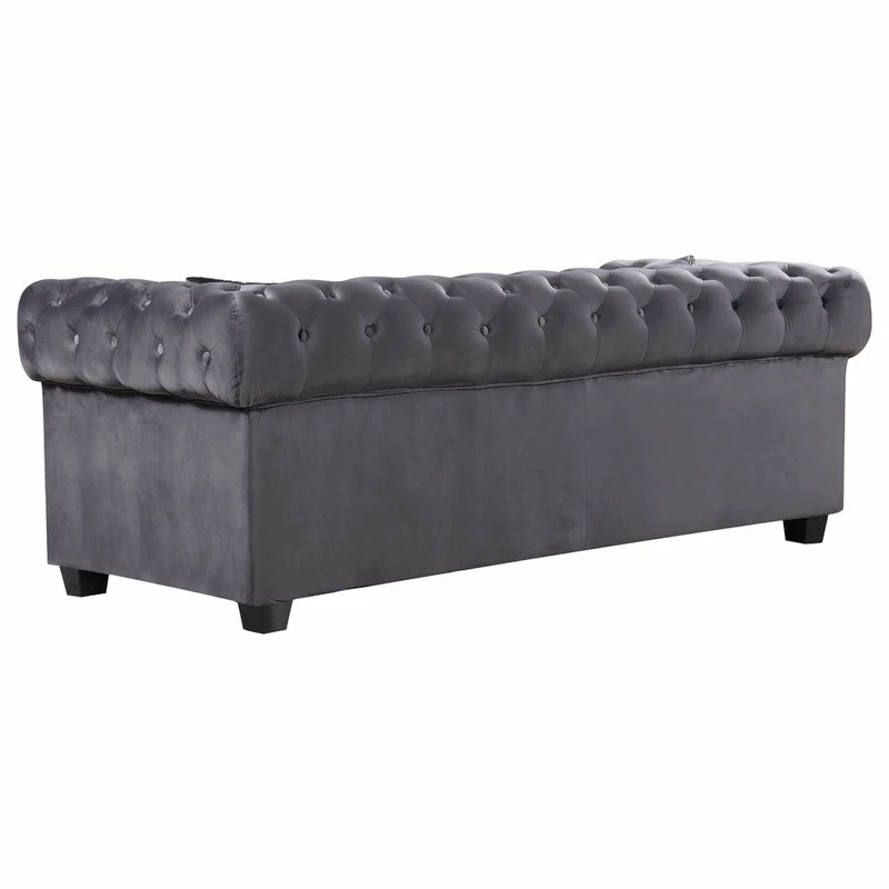 Cheap ๐ Meridian Furniture Bowery Velvet Sofa, Gray ๐ - Image 3