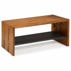 Discount ๐ Walker Edison Alpine 42" Rustic Two-Tone Solid Wood Entry Bench - Amber โ๏ธ