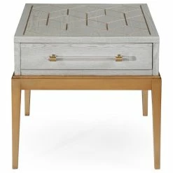 Coupon 🌟 BASSETT MIRROR CO. Bassett Mirror Perrine Rectangle End Table In Soft Graphite 2430-LR-200EC ✔️