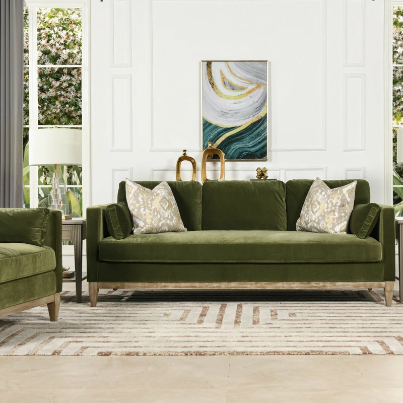 Deals 👏 Jennifer Taylor Home Knox 84" Modern Farmhouse Sofa, Olive Green Performance Velvet 🌟 - Image 3