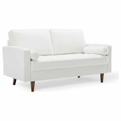 Outlet 🌟 Modway Valour Performance Velvet Loveseat, White 🤩