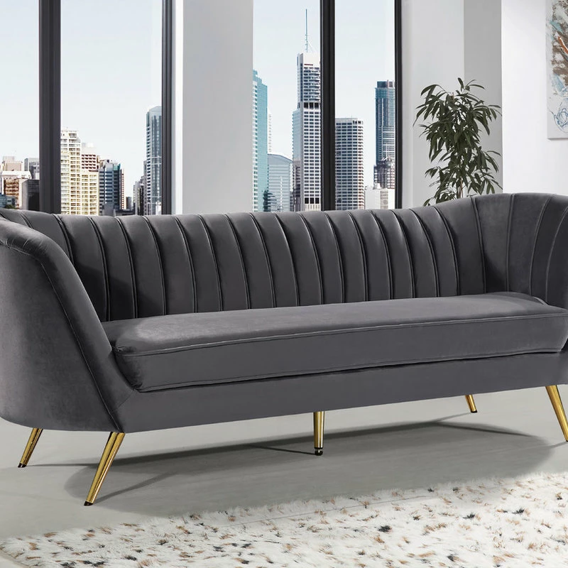 Promo โ๏ธ Meridian Furniture Margo Velvet Sofa, Gray โค๏ธ - Image 2