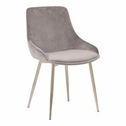Hot Sale โค๏ธ Armen Living Heidi Velvet Dining Accent Chair, Gray ๐งจ