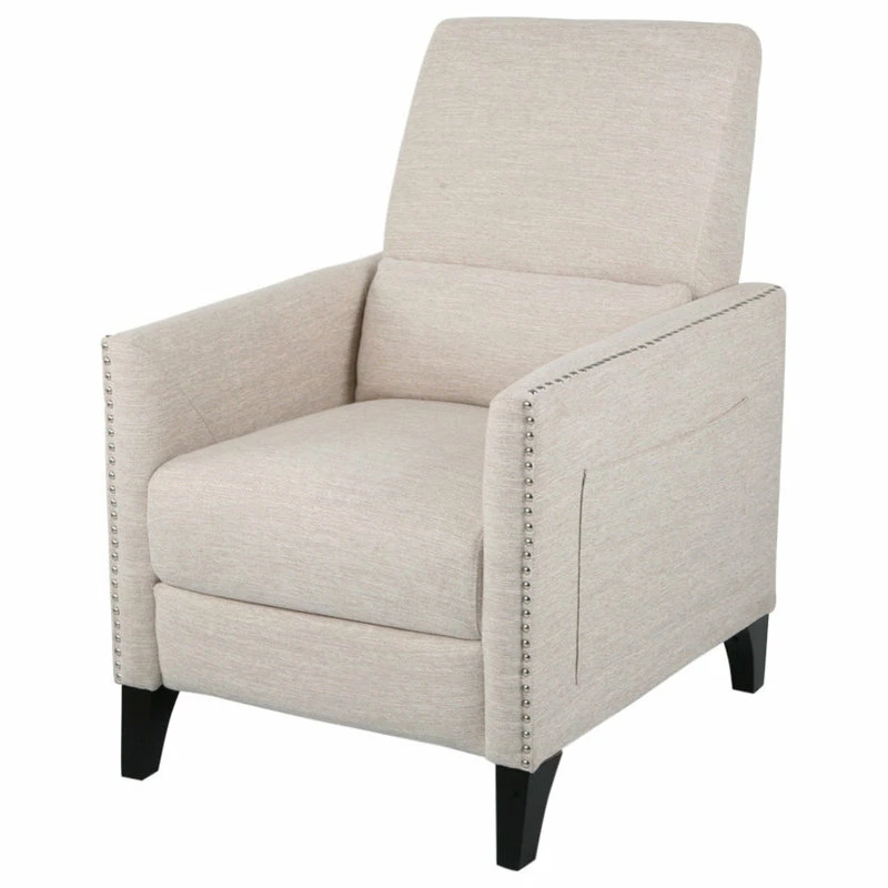 Coupon โญ GDFStudio Alexis Contemporary Fabric Push Back Recliner, Beige, Dark Brown ๐