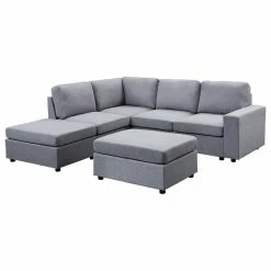 Top 10 💯 Lilola Home Marta Light Gray Linen 6 Seat Reversible Modular Sectional Sofa With Ottoman 🧨