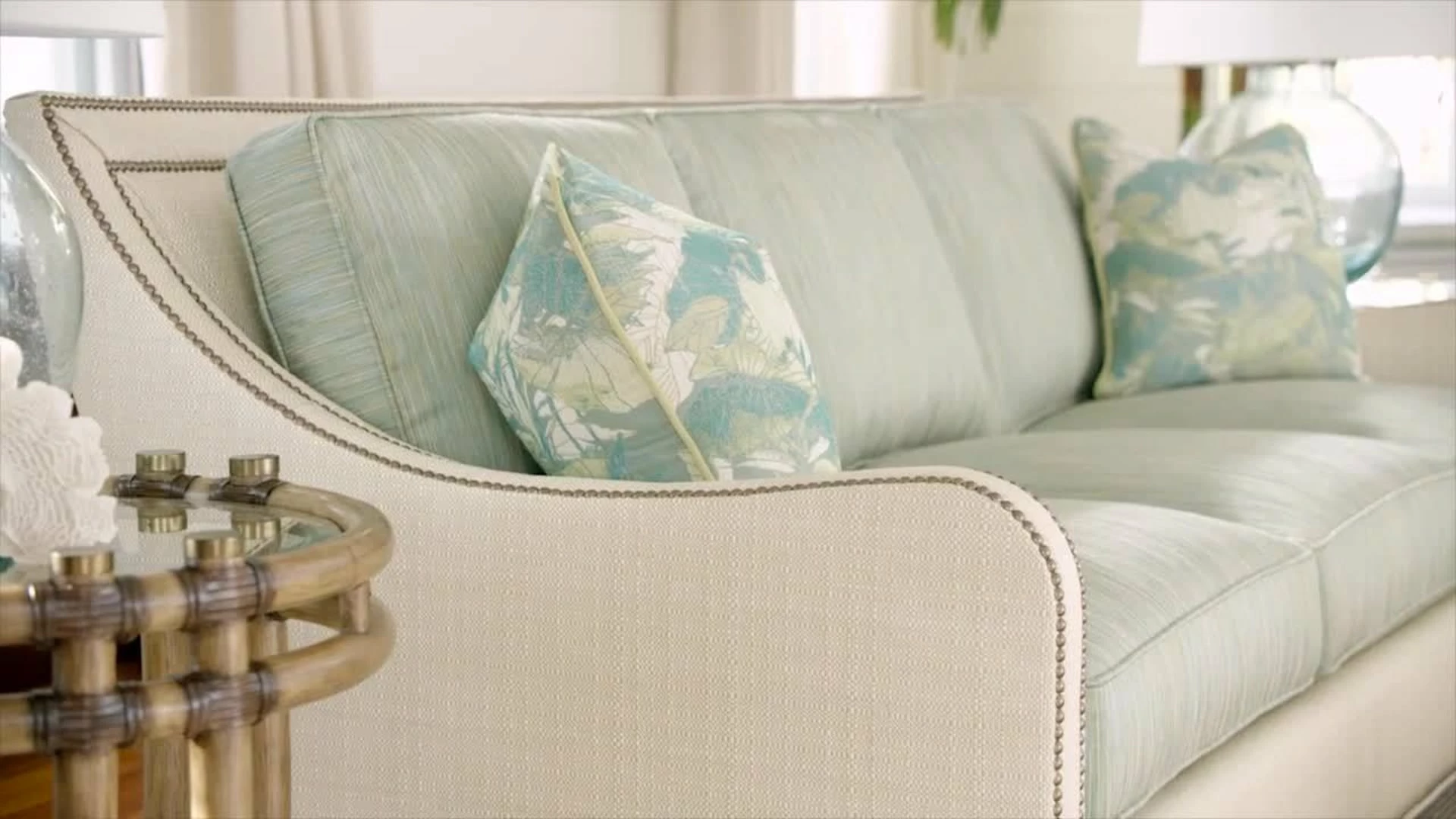 New โจ Tommy Bahama Home Koko Leather Sofa ๐ - Image 2