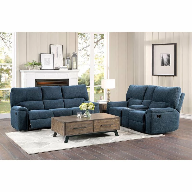 Deals ๐ Domain Industries Inc. Lexicon Dickinson Chenille Double Reclining Sofa In Indigo โ๏ธ - Image 2
