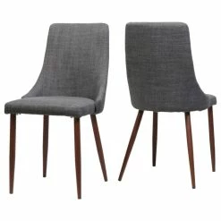 Hot Sale 🔔 GDFStudio GDF Studio Soloman Fabric Dining Chairs With Wood Finished Legs, Set Of 2, Light 😉