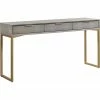 Best Sale ❤️ TOV Furniture Pesce 29.5"H Contemporary Wood Console Table In Gray/Brass 👏