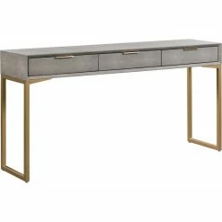 Best Sale ❤️ TOV Furniture Pesce 29.5"H Contemporary Wood Console Table In Gray/Brass 👏