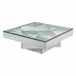 New 😉 Acme Furniture ACME Meria 40" Square Glass Top Mirrored Coffee Table 💯
