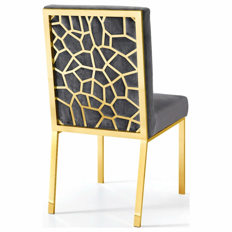 Brand new ๐ MOD The Weaver Dining Chair, Gray, Velvet, Gold Base Set Of 2 ๐ - Image 2