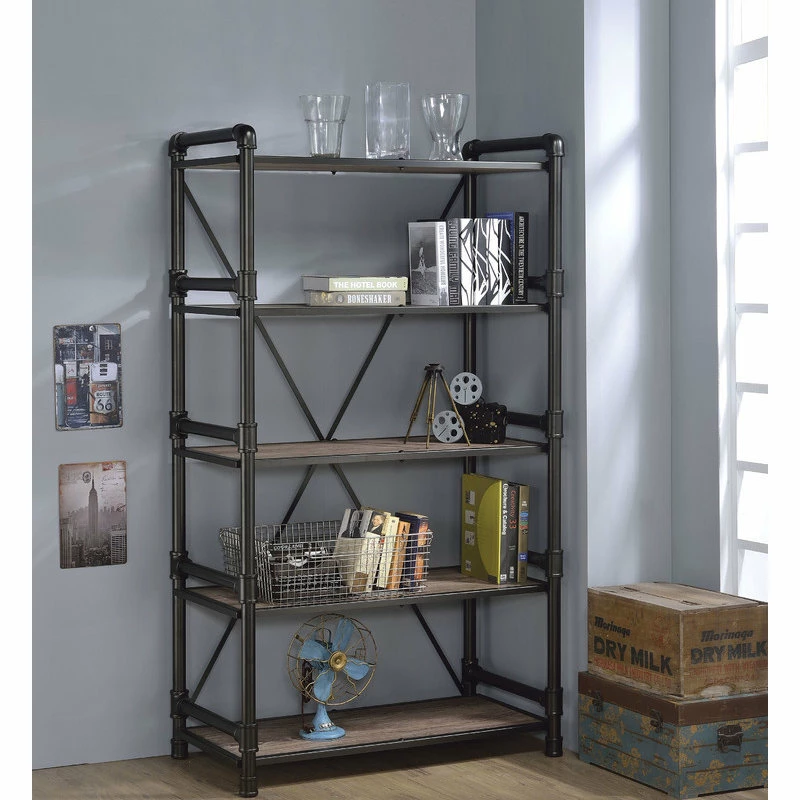 Coupon โค๏ธ Acme Furniture Caitlin Bookshelf, Rustic Oak And Black Finish ๐ฏ - Image 2