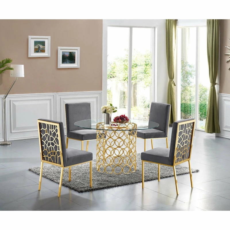 Brand new ๐ MOD The Weaver Dining Chair, Gray, Velvet, Gold Base Set Of 2 ๐ - Image 5