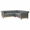 Best Sale 😉 GDFStudio Alejandro Chesterfield Tufted Fabric 5 Seater Sectional Sofa With Nailhead Trim, ⌛