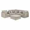 Best deal 🎁 Lilola Home Amira Beige Fabric Reversible Sectional Sofa W USB Storage Console And Ottoman 🧨