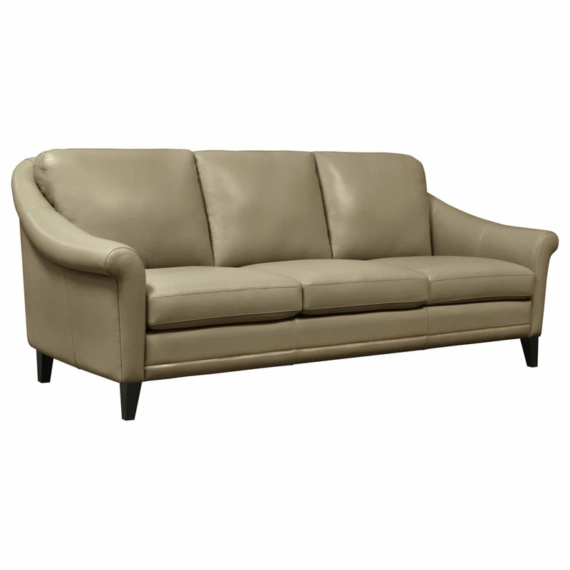 New 🥰 Hello Sofa Home Sienna Genuine Leather Midcentury Modern Sofa, Beige ⌛