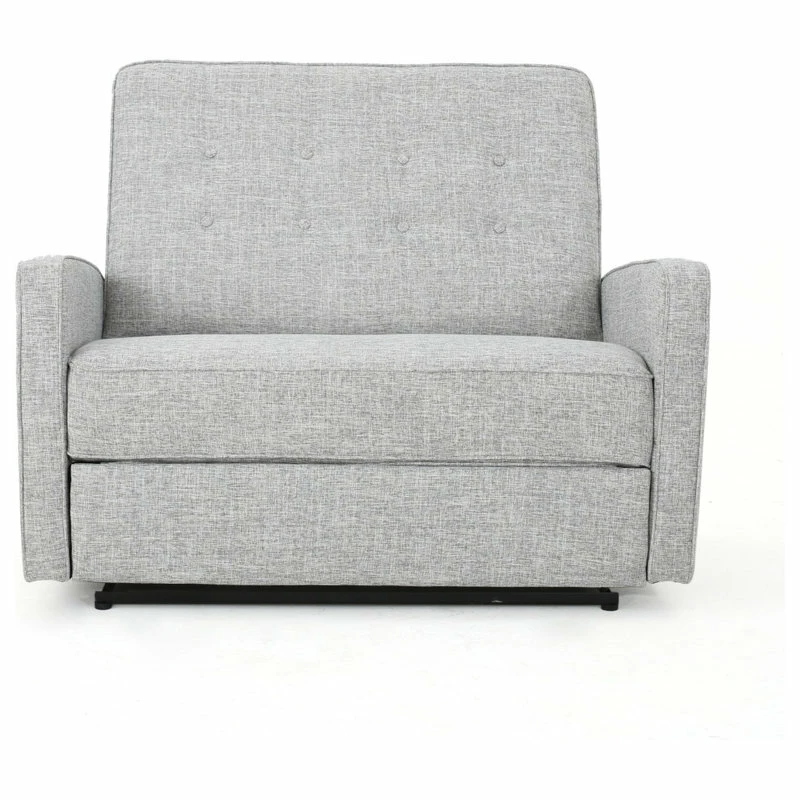 New 🔔 GDFStudio GDF Studio Callade Buttoned Fabric Reclining Loveseat, Light Gray Tweed ✔️