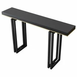 Best reviews of 🧨 Homary 39" Entry Accent Table Narrow Console Table Black Solid Wood & Metal In Small 😍