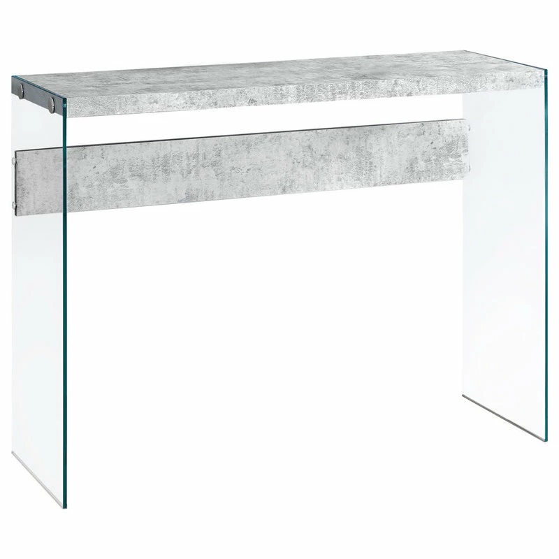 Best Sale ๐ฅ Monarch Specialties Accent Table - 44"L / Grey Cement / Tempered Glass ๐