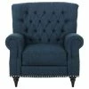 Best Sale ⌛ GDFStudio Chatau Tufted Recliner With Nailhead Trim, Navy Blue + Espresso, Fabric ❤️