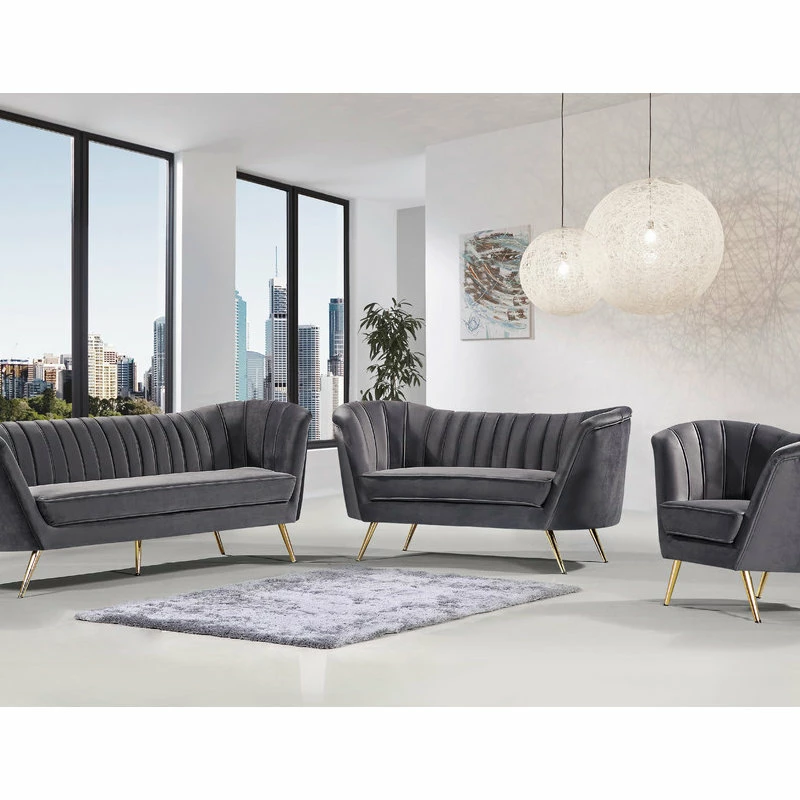 Promo โ๏ธ Meridian Furniture Margo Velvet Sofa, Gray โค๏ธ - Image 4