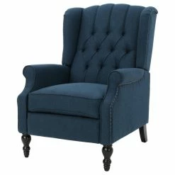 Hot Sale 😍 GDFStudio GDF Studio Elizabeth Tufted Back Recliner, Dark Blue/Fabric 👏