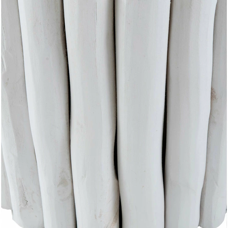 Buy 👏 East At Main's Stanley White Round Teakwood Stool 😀 - Image 4