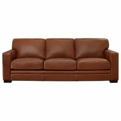 Brand new 😀 Hydeline USA Hydeline Dillon Top Grain Leather Sofa Collection, Cinnamon Brown, Sofa ❤️
