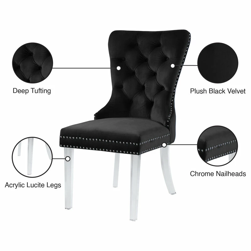Brand new π MOD The Dame Dining Chair, Black, Velvet, Set Of 2 π - Image 6