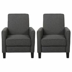 Flash Sale π GDFStudio Susan Fabric Recliner, Set Of 2, Smoke And Dark Brown π