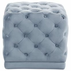 New ๐ Meridian Furniture Stella Velvet Ottoman/Stool, Sky Blue ๐