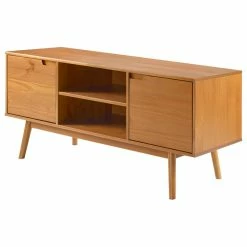Best Pirce ๐ Walker Edison 58" 2 Door Solid Wood TV Console, Caramel ๐