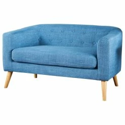 Cheapest 🤩 GDFStudio GDF Studio Carol Button Back Mid Century Fabric Modern Loveseat, Muted Blue ⭐