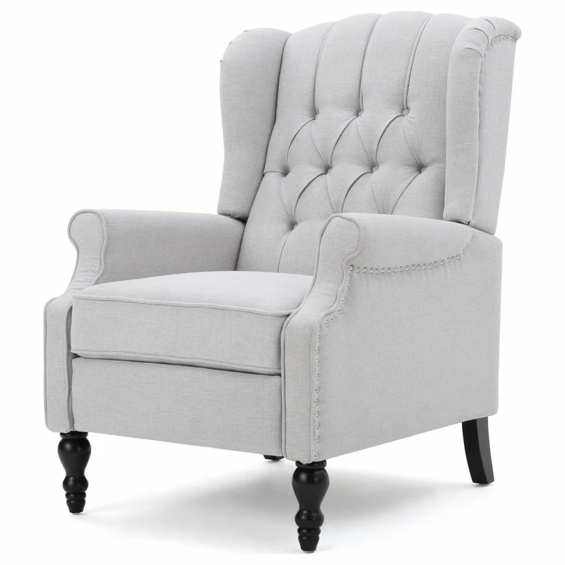 Hot Sale 🛒 GDFStudio GDF Studio Elizabeth Tufted Back Recliner, Light Gray/Fabric 🌟
