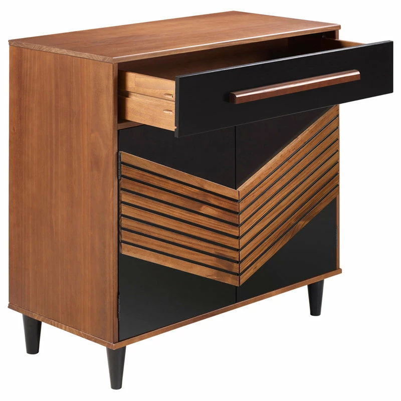 Top 10 ๐คฉ Walker Edison Anderson 32" Chevron Wood Detail Accent Cabinet, Black/Brown ๐ - Image 4