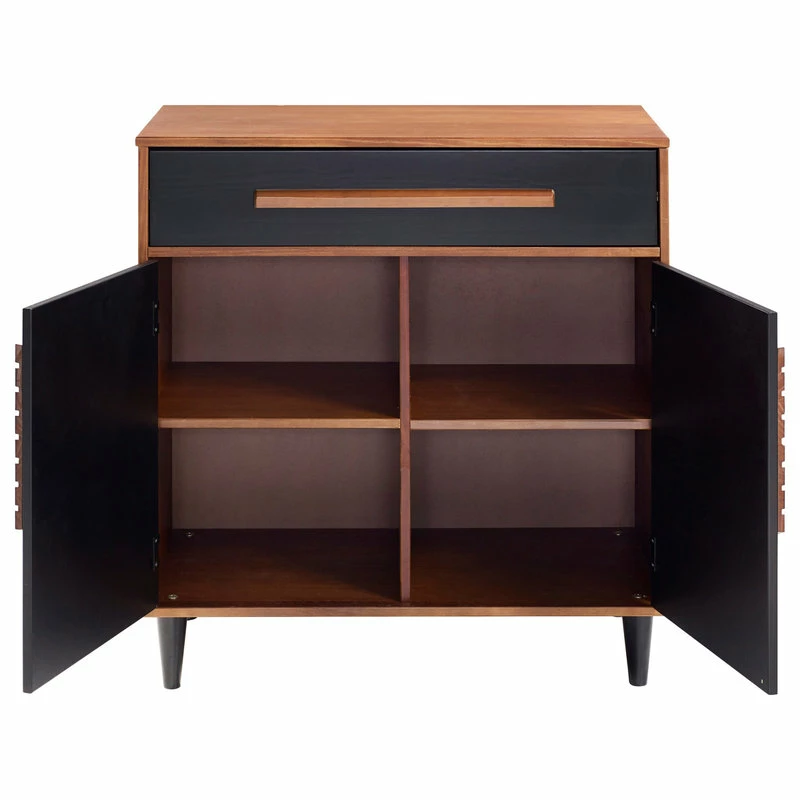 Top 10 ๐คฉ Walker Edison Anderson 32" Chevron Wood Detail Accent Cabinet, Black/Brown ๐ - Image 3