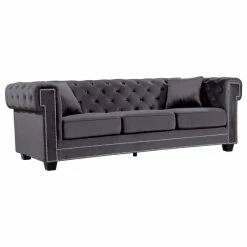 Cheap 😍 Meridian Furniture Bowery Velvet Sofa, Gray 🔔