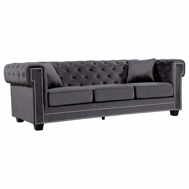 Cheap ๐ Meridian Furniture Bowery Velvet Sofa, Gray ๐