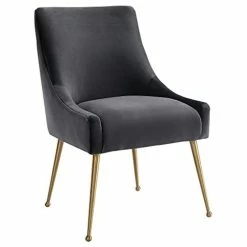 Promo ๐คฉ TOV Furniture Beatrix Grey Velvet Side Chair - Grey ๐