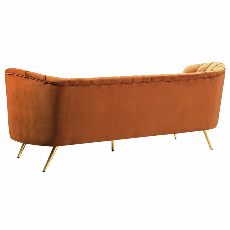 Cheapest 🛒 Meridian Furniture Margo Cognac Velvet Sofa, Cognac 🔔 - Image 3
