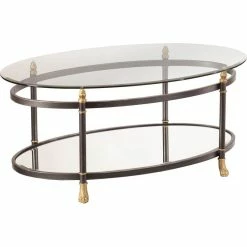 Wholesale ๐ SEI Furniture Allesandro Oval Glass Coffee Table In Gold ๐