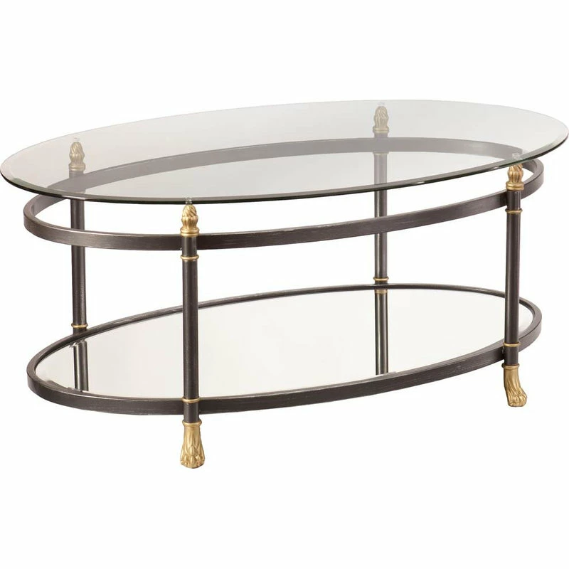 Wholesale 🌟 SEI Furniture Allesandro Oval Glass Coffee Table In Gold 😍