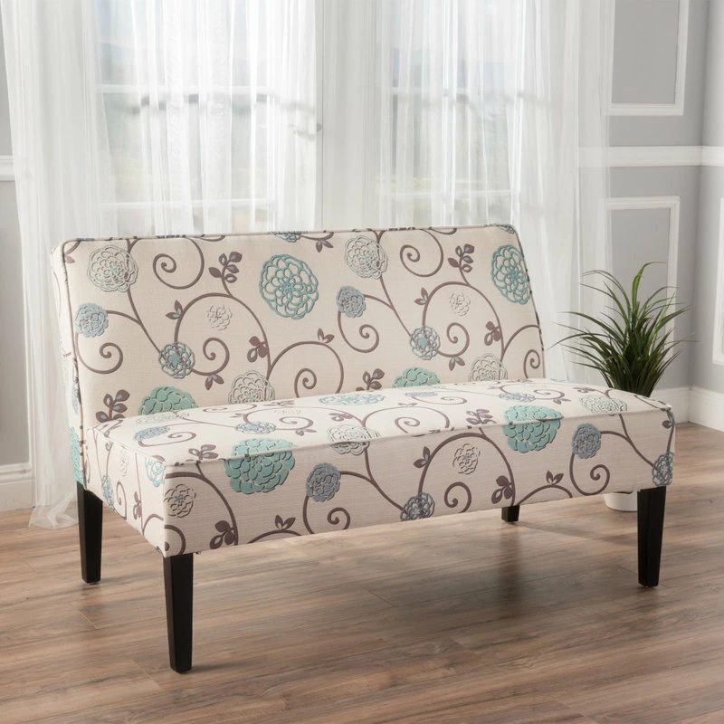 Outlet ๐ GDFStudio GDF Studio Charlotte Modern Simple Elegant Fabric Loveseat, White/Blue Floral โญ - Image 2