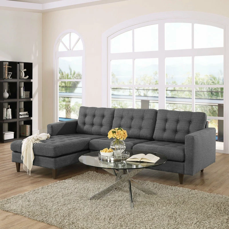 Outlet ๐ LexMod Empress Left-Facing Upholstered Fabric Sectional Sofa, Gray โจ - Image 5