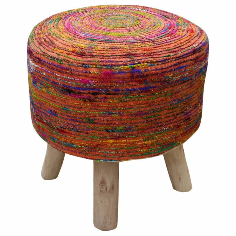Outlet ❤️ GDFStudio GDF Studio Stoolha Boho Silk Swirl Ottoman Stool, Coral And Multi-Colored ✨