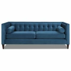 Buy 👏 Jennifer Taylor Home Jack 84" Modern Tuxedo Tufted Sofa, Satin Teal Velvet 🥰