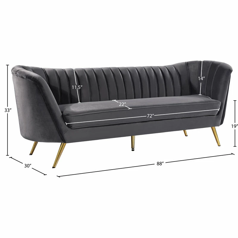 Promo โ๏ธ Meridian Furniture Margo Velvet Sofa, Gray โค๏ธ - Image 6