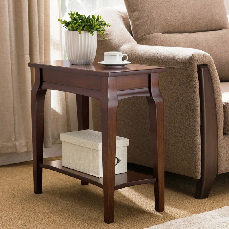 Best Sale 🌟 Leick Home Stratus Narrow Chairside Table In Heartwood Cherry 🛒 - Image 3